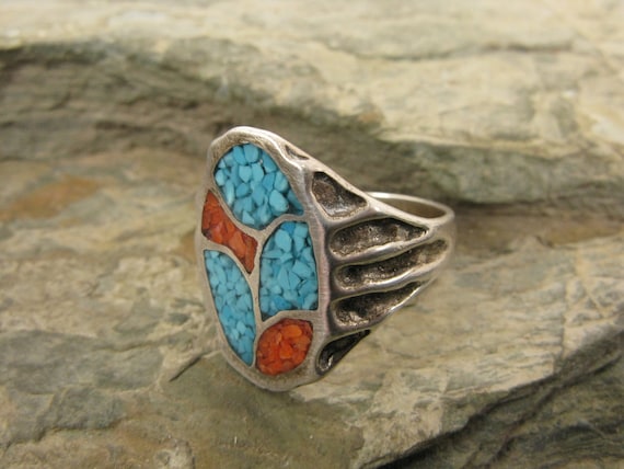 Vintage Native American Sterling Silver Turquoise… - image 1