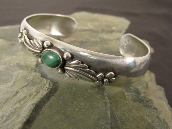 Vintage Carol Felley Sterling Silver and Malachit… - image 1