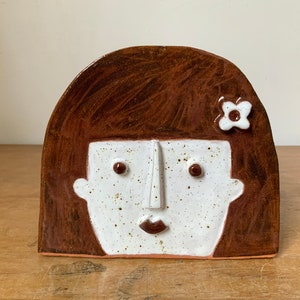 Handmade Cute ceramic freckle face planter image 2