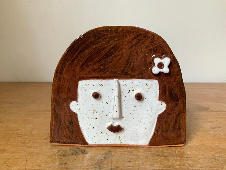 Handmade Cute ceramic freckle face planter image 2