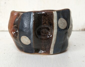 Handmade stoneware ceramic bowl vessel planter