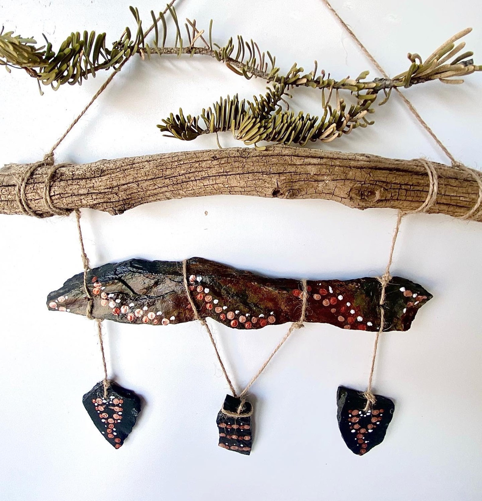 Handcrafted painted rock wall hanging decor Etsy