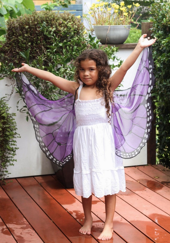 Kids Butterfly Wings Costume - Fairy Shawl With Mask & Tentacle Headband For Dress-Up & Parties