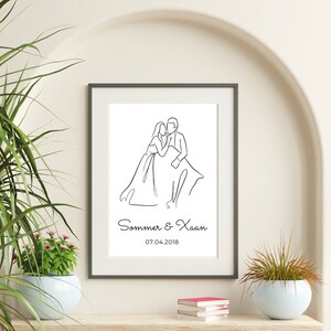 Personalised Wedding Anniversary Line Art Poster (Printable)