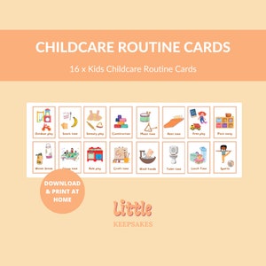 Cartes de routine imprimables pour enfants | Routine de garde d'enfants | Montessori | Cartes flash pour la garde d'enfants | Ressources pour les enseignants