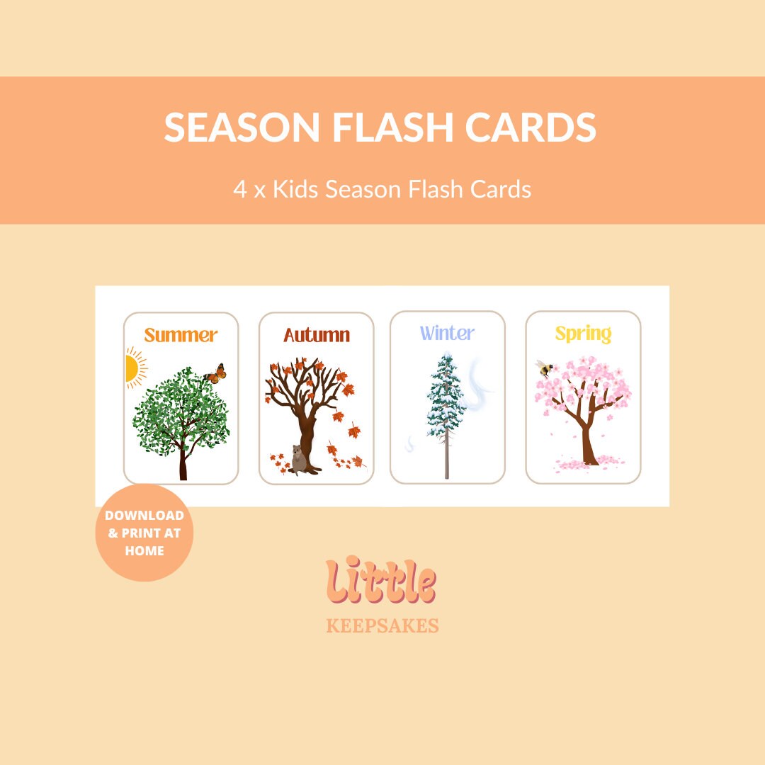 Printable Season Flash Cards for Kids | Montessori Learning | Educator ...