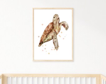 A4 Printable Turtle Wall Print | Under The Sea Nursery Room Decor