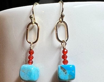 Kingman Turquoise Square Earrings