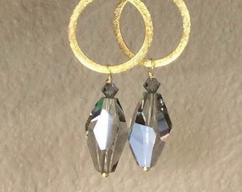 Swarovski Smoky Quartz Gold Earring