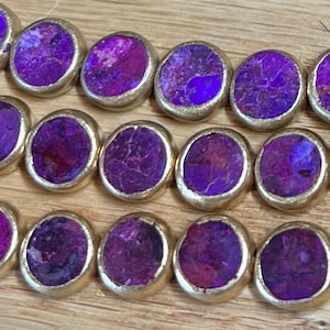 Gold Edge Purple Turquoise Bead 8mm (1 bead)