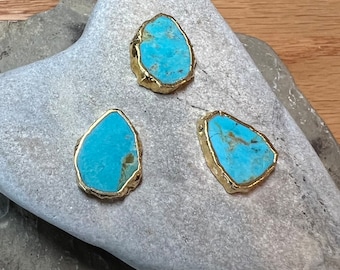 Gold Edge Electroplated Natural turquoise beads