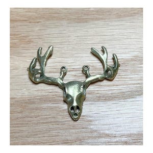 Elk Skull Pendant Rustic Gold Bronze Tone