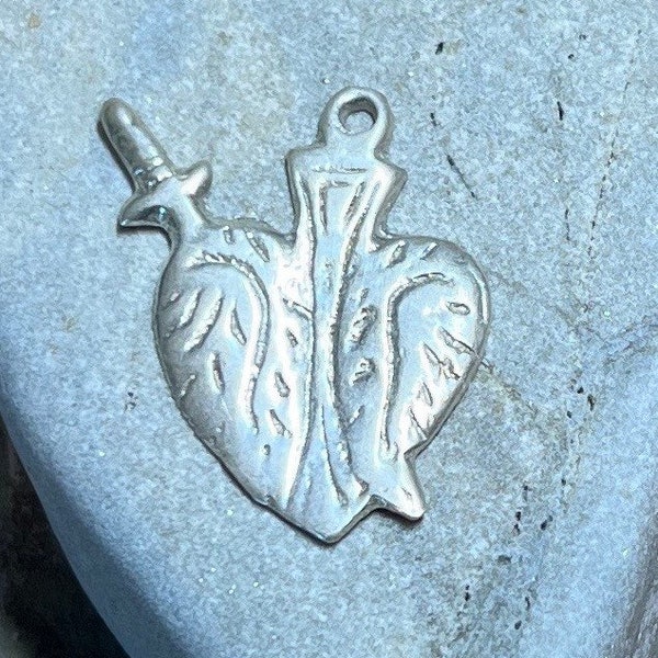 Silver Milagros Heart charm