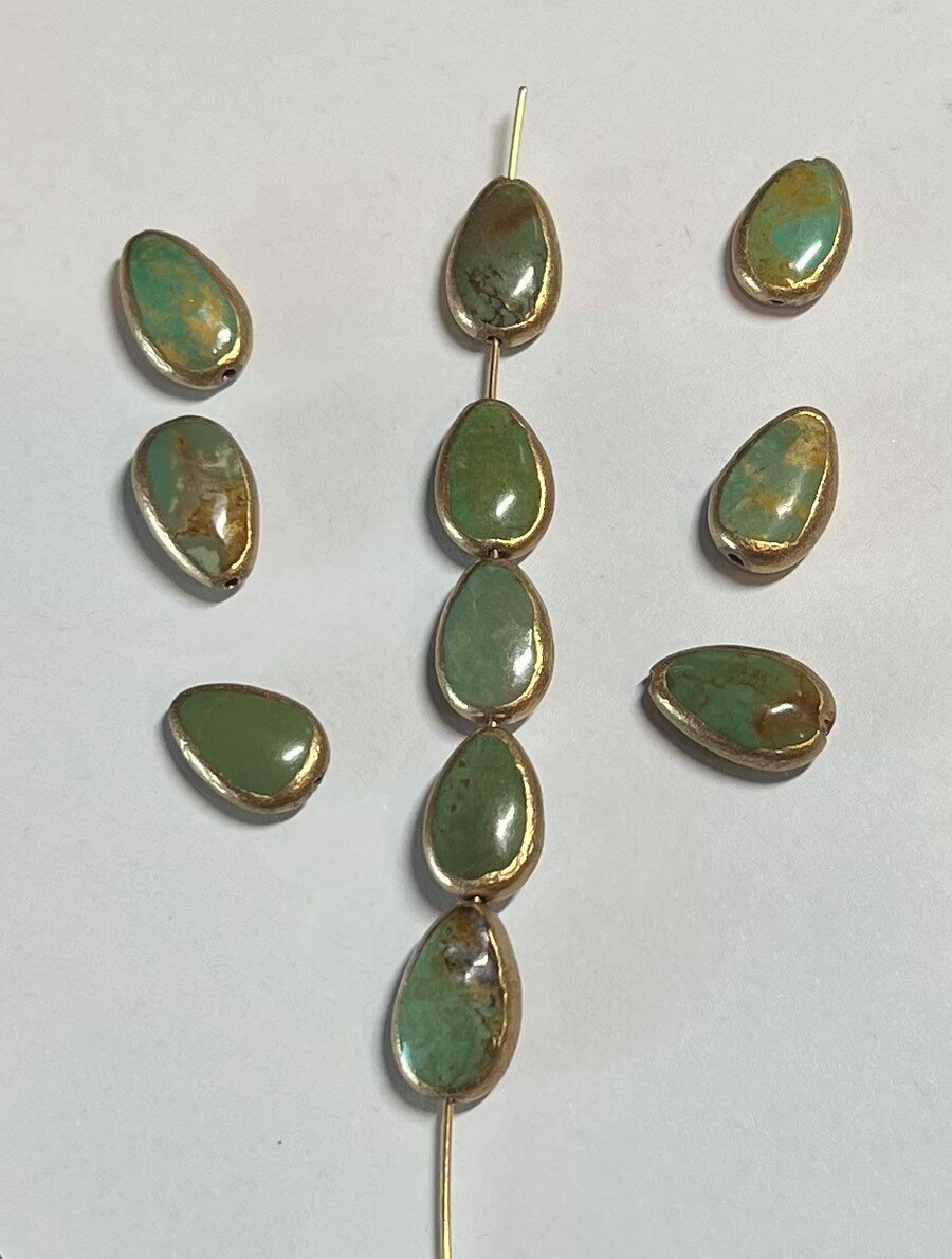 8 Beads of Mint Green Turquoise Teardrop Beads 8