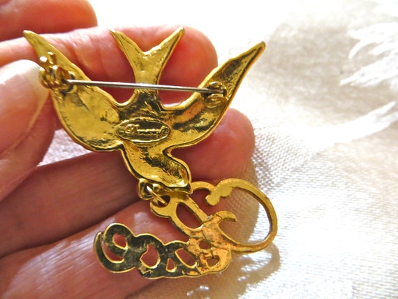 Precious Peace Dove Rhinestone, Enamel and Gold T… - image 4