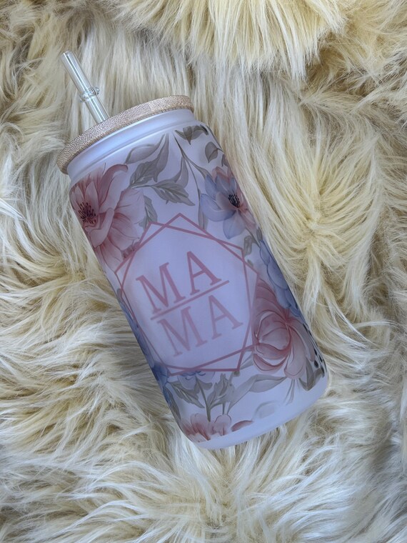 Frosted Glass Tumbler Mama Etsy