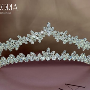 Disney Princess Bride Tiara Swarovski Crystal Headpiece for Fairytale Wedding, Fairy Tiara Silver Crystal Crown for Bride Hair