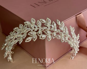 Königin Stirnband Tiara Silber Hochzeit Haarteil für Braut mit Cubic Zirkonia Kristallen