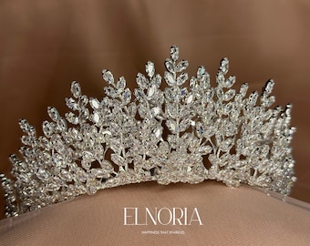 Swarovski Crystal Tiara Silver Wedding Crown for Bride to Be with Cubic Zirconia