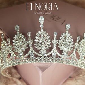 Disney Princess Bride Flower Crown Wedding Tiara Crystal Headpiece, Silver Wedding Crown Cubic Zirconia Crystal Tiara, Bride to Be Gift