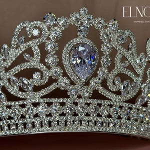 Queen Crown Swarovski Tiara Crystal Headpiece for Bride Hair, Cubic Zirconia Tiara Swarovski Hair Piece Wedding Crown Silver for Bride