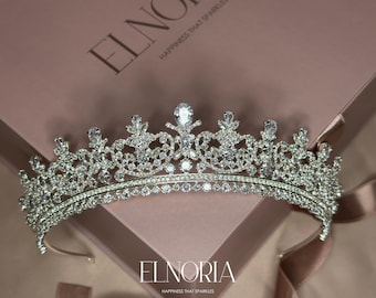 Princess Tiara Swarovski Crystal Headpiece for Bride Wedding Hair, Bridal Hair Piece with Cubic Zirconia