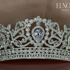 Queen Bridal Crown Swarovski Crystal Tiara Silver Wedding Luxury Bride Princess Headpiece Royal Jewelry