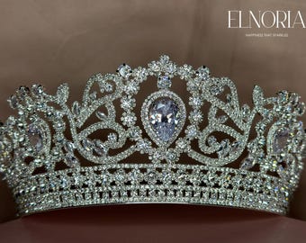 Queen Bridal Crown Swarovski Crystal Tiara Silver Wedding Luxury Bride Princess Headpiece Royal Jewelry
