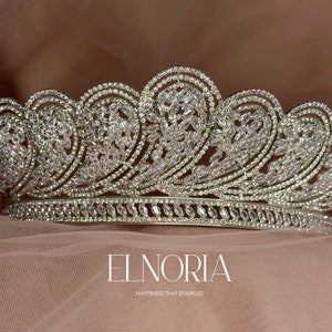 Königliche Hochzeit Tiara Silber Kristall Krone für Braut Haar, Prinzessin Braut Hochzeit Krone Kristall Zirkonia Tiara Kopfschmuck für den Hochzeitstag