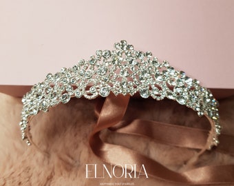 Diadema SWAROVSKI per matrimonio, diadema nuziale SWAROVSKI, copricapo da sposa in cristallo, copricapo da sposa, copricapo da sposa, corona nuziale, elnoria