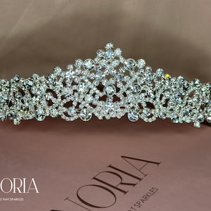 Disney Princess Tiara Swarovski Crystal Crown Headpiece for Wedding, Gift for Bride Hair Piece with Cubic Zirconia