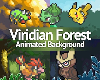 Viridian Forest (HgSs) Pixel Art Animated Background and/or Overlay for Youtube, Twitch, Streaming, Vtuber, Wallpaper & More!