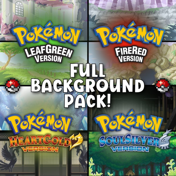 33 Pokémon FeuerRot/BlattGrün/HeartGold/SoulSilver Pixel Art Animierte Hintergründe und/oder Overlays Pack für Youtube, Twitch, Streaming, Vtuber