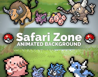 Safari Zone Pixel Art Animated Background and/or Overlay for Youtube, Twitch, Streaming, Vtuber, Wallpaper & More!
