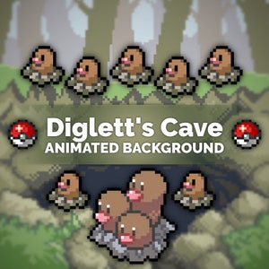 Diglett&#39;s Cave (FrLg) Pixel Art Animated Background and/or Overlay for Youtube, Twitch, Streaming, Vtuber, Wallpaper & More!