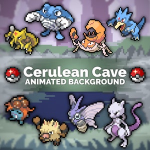 Cerulean Cave (FrLg) Pixel Art Animated Background and/or Overlay for Youtube, Twitch, Streaming, Vtuber, Wallpaper & More!