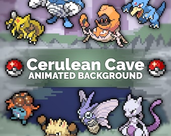 Cerulean Cave (FrLg) Pixel Art Animated Background and/or Overlay for Youtube, Twitch, Streaming, Vtuber, Wallpaper & More!