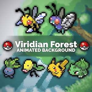 Viridian Forest (FrLg) Animowane tło i/lub nakładka w stylu Pixel Art na YouTube, Twitch, streaming, Vtuber, tapeta i inne!