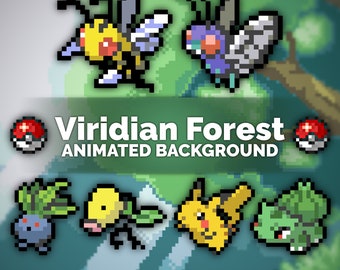 Viridian Forest (FrLg) Pixel Art Animated Background and/or Overlay for Youtube, Twitch, Streaming, Vtuber, Wallpaper & More!
