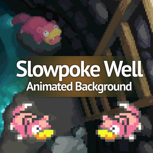 Slowpoke Well Pixel Art Animated Background and/or Overlay for Youtube, Twitch, Streaming, Vtuber, Wallpaper & More!