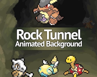 Rock Tunnel (HgSs) Pixel Art Animated Background and/or Overlay for Youtube, Twitch, Streaming, Vtuber, Wallpaper & More!