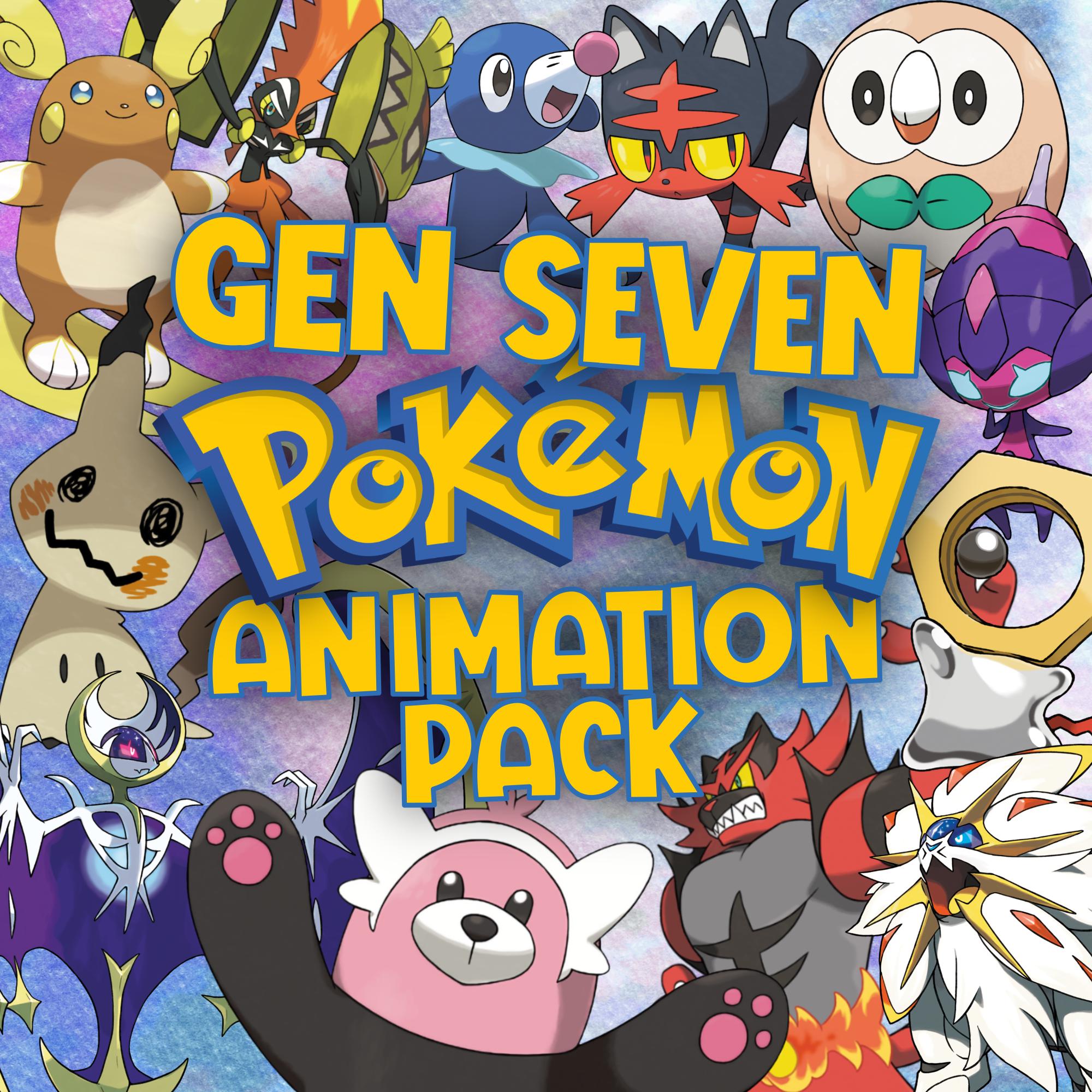 Gen Seven Pokémon Animated Official Artwork Gen Seven Pack! Perfect for Youtubers ...