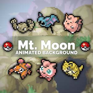 Mt. Moon (FrLg) Pixel Art Animated Background and/or Overlay for Youtube, Twitch, Streaming, Vtuber, Wallpaper & More!