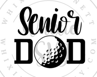 May include: Black and white design with the text "Senior DOD" and a golf ball in the middle. The text "WHIXIE BENNETT WHIXIESVG. ETSY.COM" is around the outside of the design.