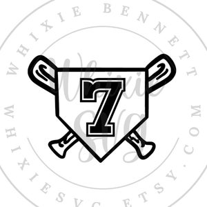 Baseball Softball Plate with Number 7 SVG Design - Baseball Softball Plate with Number 7 PNG Design