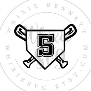 Baseball Softball Plate with Number 5 SVG Design - Baseball Softball Plate with Number 5 PNG Design