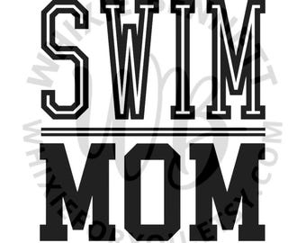 Swim Mom SVG PNG: Cut File, Sublimation Design (Digital Download)