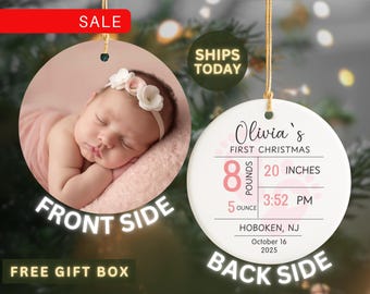 2026 Personalized Baby Girl First Christmas Ornament | Photo Keepsake