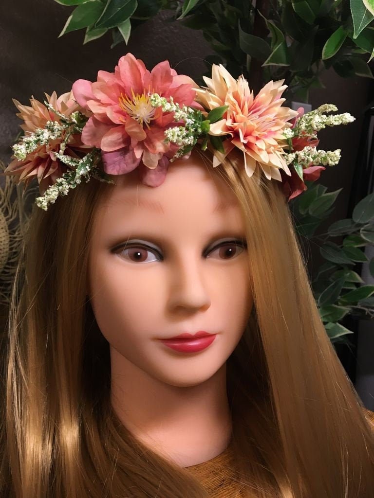 Flower Headband Flower Tiara Flower Headpiece Halo Bohemian Etsy