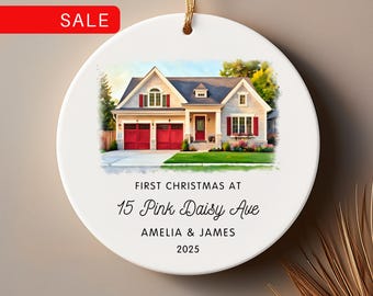 Personalized Watercolor New Home Ornament: First Christmas Keepsake
